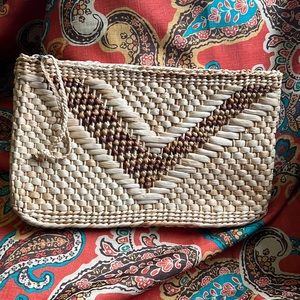 Vintage Boho Straw Brown Clutch